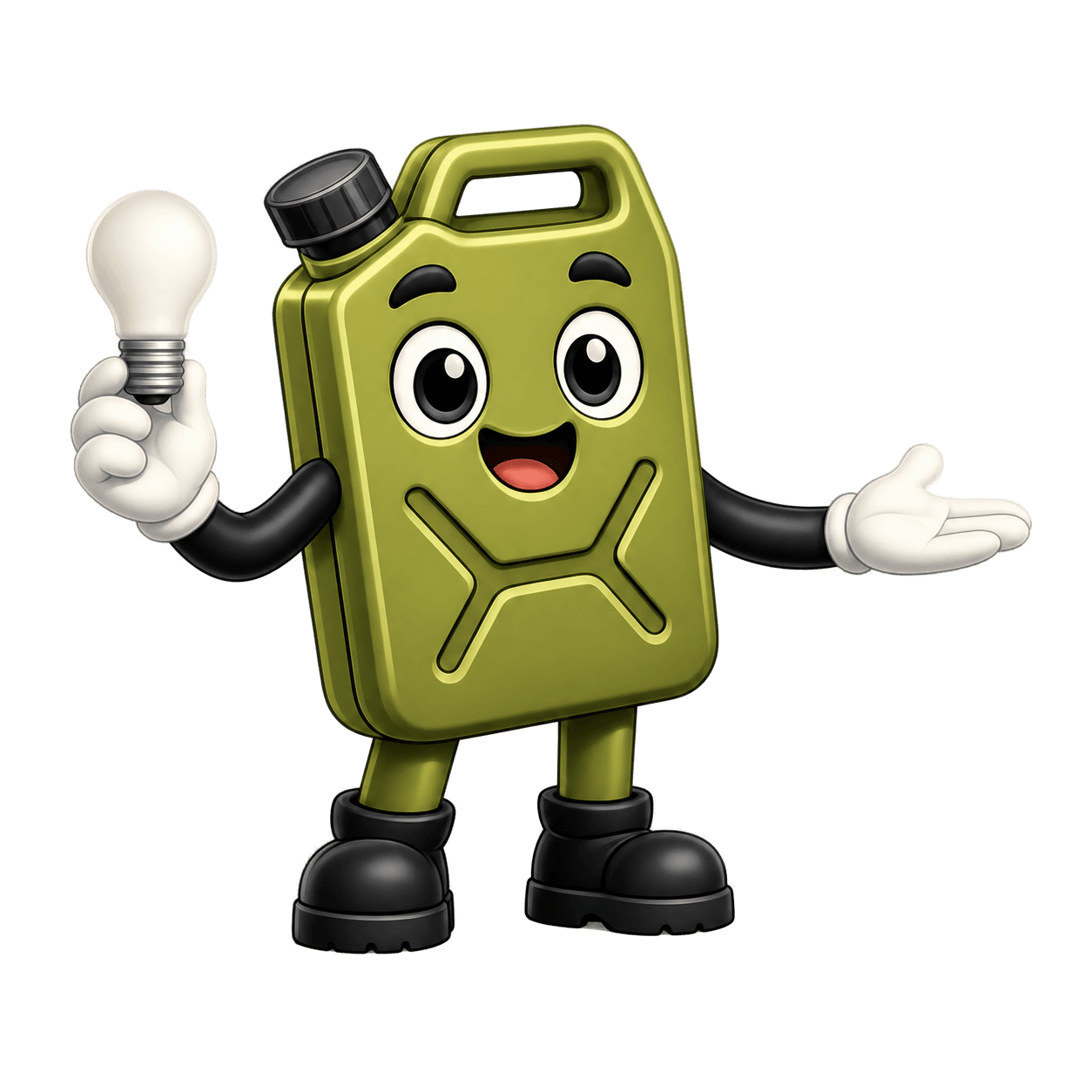 Jerry holding a light bulb and presenting a fuel-price insight